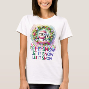 Let It Snow Penguin Family Christmas T-Shirt