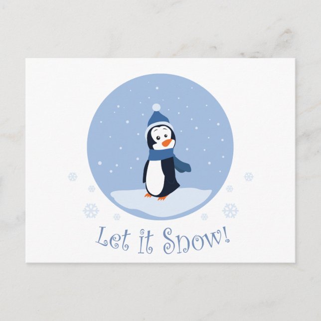 Let It Snow! (Penguin) Holiday Postcard (Front)
