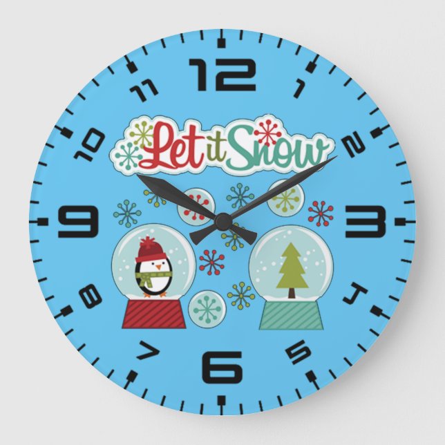 Let It Snow Penguin Large Clock (Front)