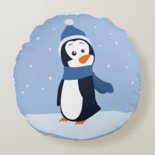 Let It Snow! (Penguin) Round Pillow