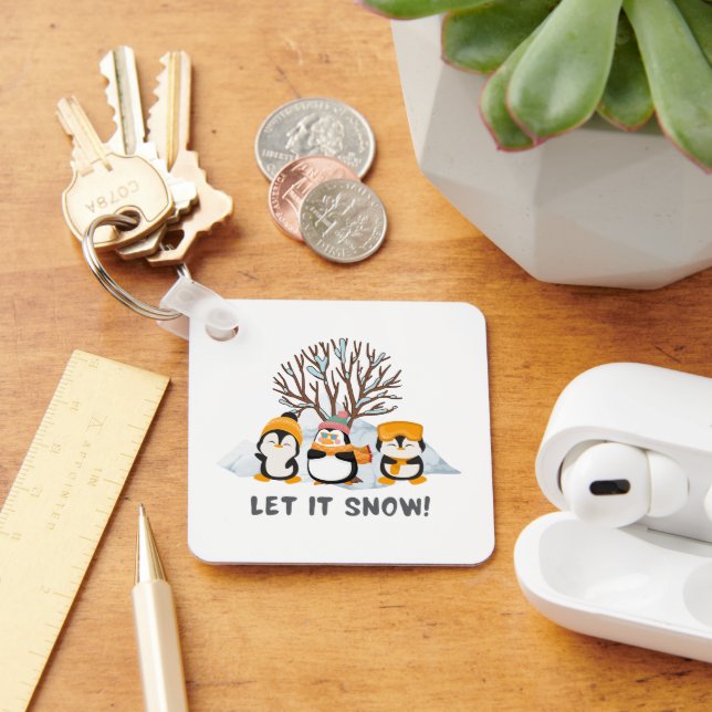 Let It Snow penguins Keychain (Desk)