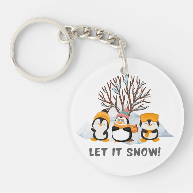 Let It Snow penguins  Keychain (Front)