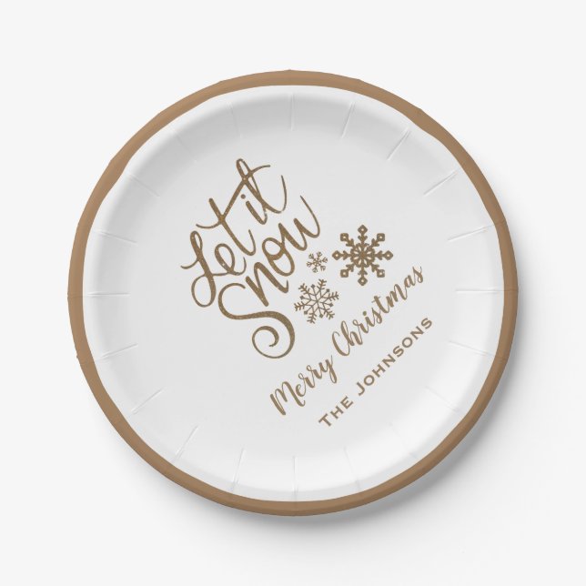 Let it Snow Personalized Christmas Paper Plates (Front)