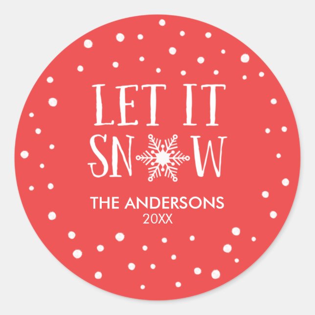Let It Snow Personalized Christmas Stickers (Front)