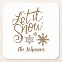 Let it Snow Personalized Paper Christmas Coasters