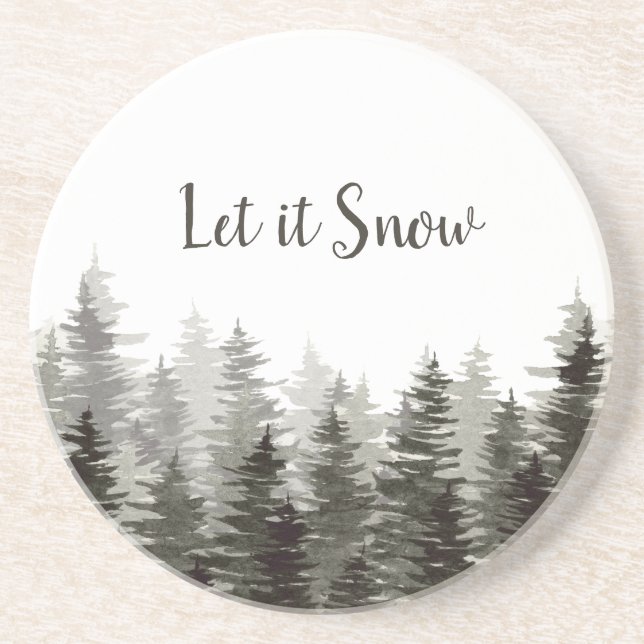 Let It Snow Pine Trees Coaster (Front)