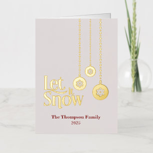 "Let it Snow" Pink Folded Foil Holiday Card