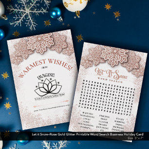 Let it Snow–Pink Printable Word Search Business Holiday Card