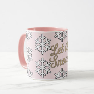Let It Snow Pink White Combo Mug