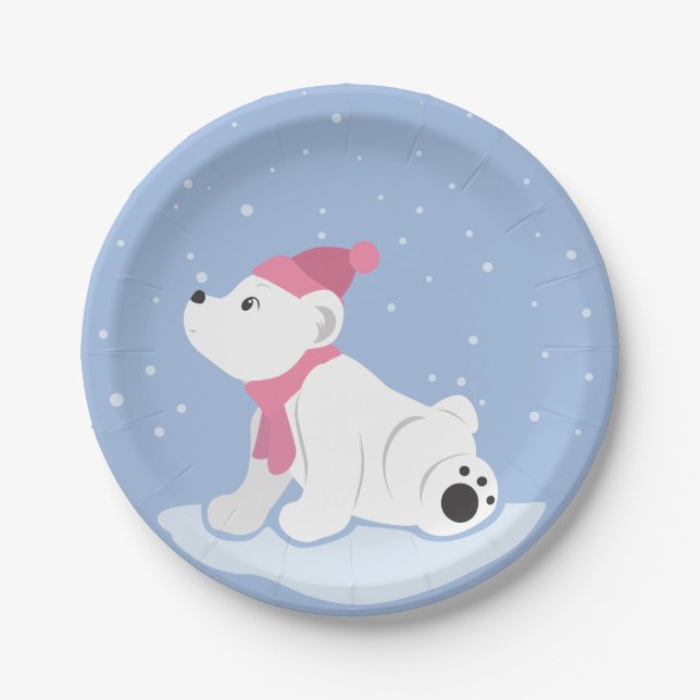 Let It Snow! (Polar Bear Cub) Paper Plate (Front)