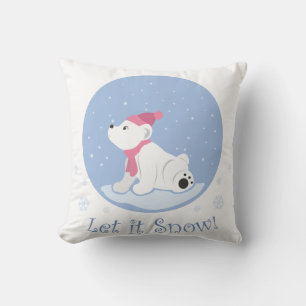 Let It Snow! (Polar Bear Cub) Throw Pillow