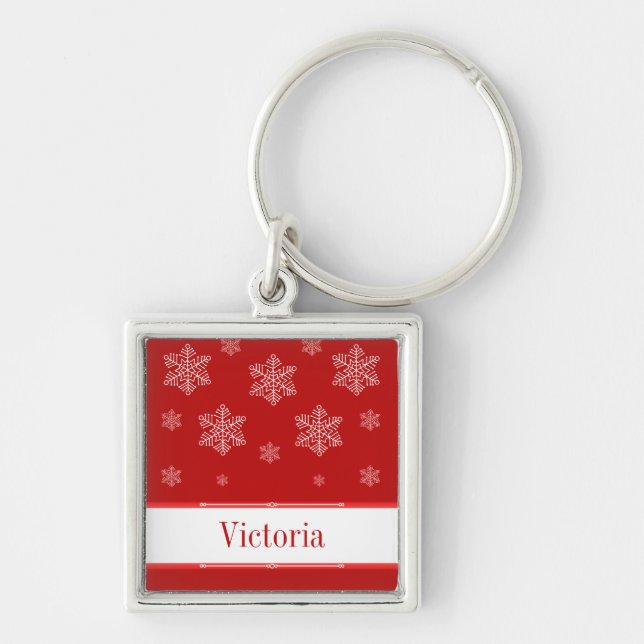 Let it Snow Premium Keychain, Red Keychain (Front)