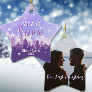 Let it Snow Purple Our First Christmas Ceramic Ornament