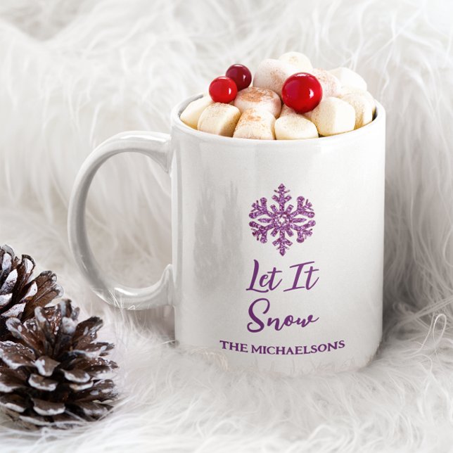 Let It Snow Purple Snowflake Coffee Mug (Creator Uploaded)