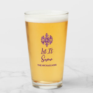 Let It Snow Purple Snowflake Glass
