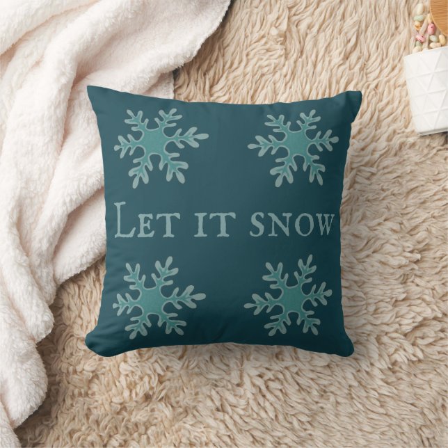Let it snow Quote Snowflake Pattern Christmas Throw Pillow (Blanket)