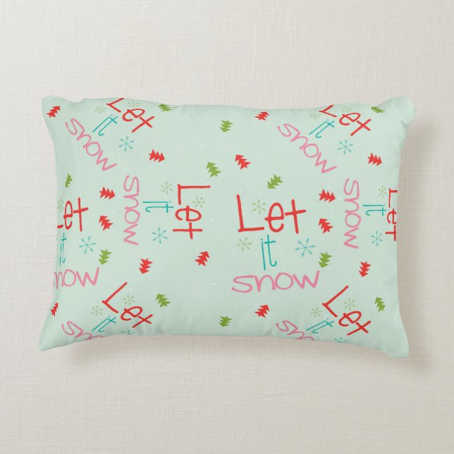 Let it Snow, Red and White Saw Tooth on Back Accent Pillow (Back)