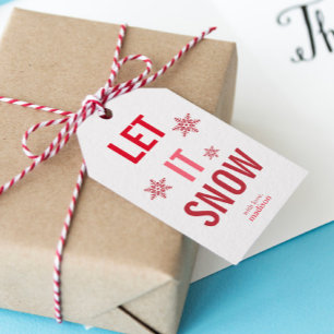 Let it snow Red Christmas  Gift Tags