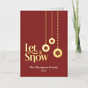"Let it Snow" Red Folded Foil Holiday Card