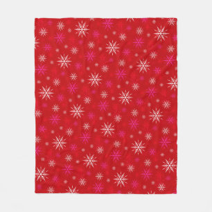 "Let It Snow" Red Snowflake Pattern Fleece Blanket