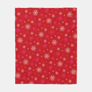 "Let It Snow" Red Snowflake Pattern Fleece Blanket