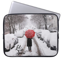 Let It Snow Red Umbrella | Winter Scene 