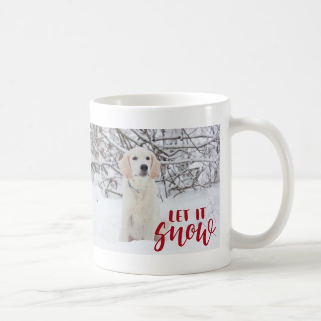 Let it Snow Red White Custom Photo Winter Coffee Mug (Right)