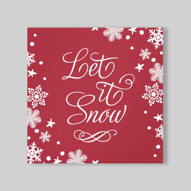 Let it Snow Red Winter Snow Typography Canvas Print (Creator Uploaded)