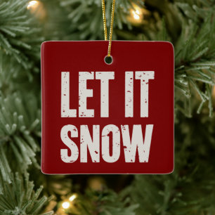 Let It Snow Retro Family Christmas Matching  Ceramic Ornament