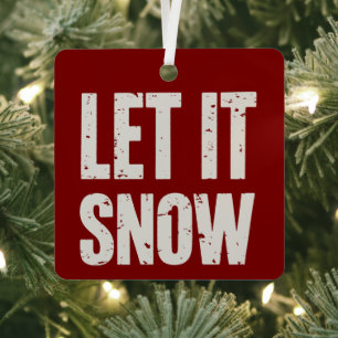 Let It Snow Retro Family Christmas Matching  Metal Ornament