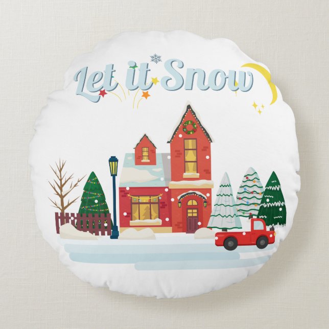 Let It Snow Round Pillow (Front)