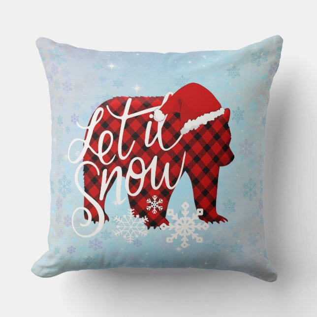 Let it Snow Santa Bear Cute Fun a Christmas Throw Pillow (Front)