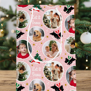 Let it Snow Scottie Dog Fun Custom Photo Pink Medium Gift Bag