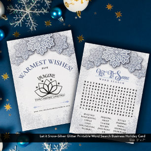 Let it Snow–Silver Printable Business Word Search Holiday Card