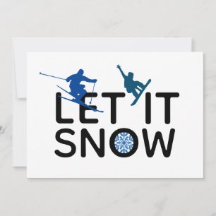 Let It Snow Snowboarder Skier Winter Sport Holiday Card
