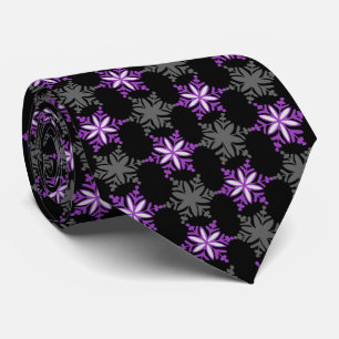 Let It Snow Snowflake Black & Purple Single-Sided Tie