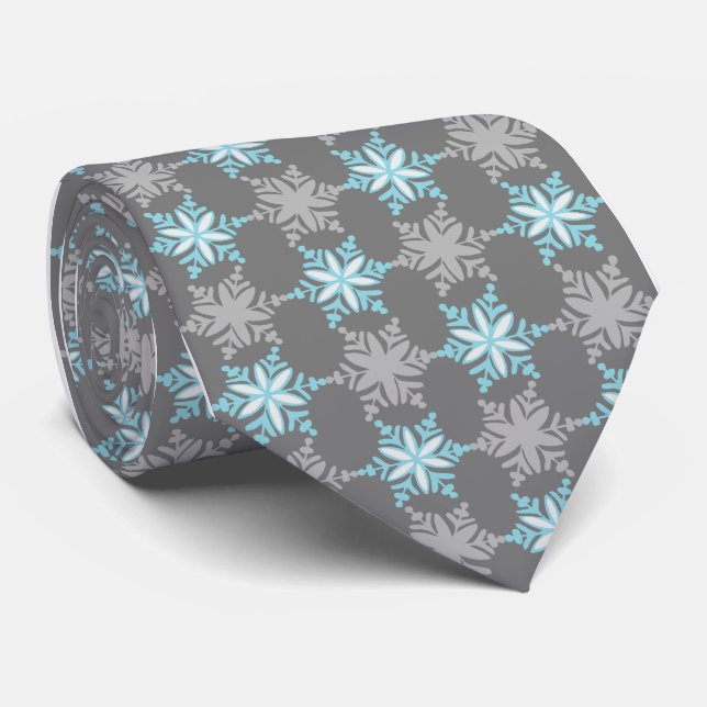 Let It Snow Snowflake Grey Single-Sided Tie (Rolled)