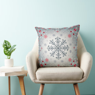 Let it snow Snowflake Pattern Cool Christmas Throw Pillow