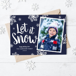 Let It Snow Snowflake Photo Overlay Holiday Card