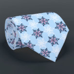 Let It Snow Snowflake Sky Blue Single-Sided Tie<br><div class="desc">Sky blue with navy & pink colorway.  Inspired by the vintage icon designs of the forties and fifties this quaint holiday tie features accented snowflakes dancing on a background of tonal snowflakes. These designs come in several colorways.</div>