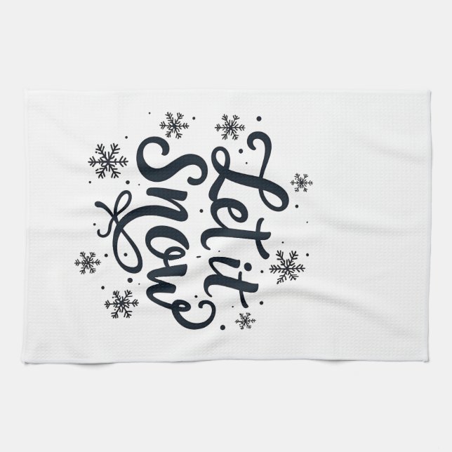 Let it Snow Snowflake Winter Season Chrstmas Kitchen Towel (Horizontal)