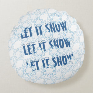 Let it Snow Snowflakes Round Pillow