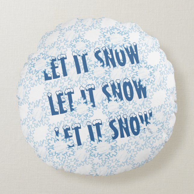 Let it Snow Snowflakes Round Pillow (Front)