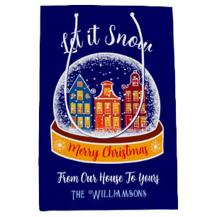 Let it Snow Snowglobe Amsterdam Christmas Village  Medium Gift Bag
