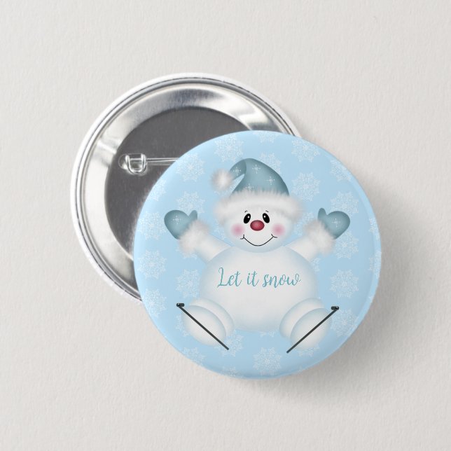 Let It Snow Snowman 2 Inch Round Button (Front & Back)
