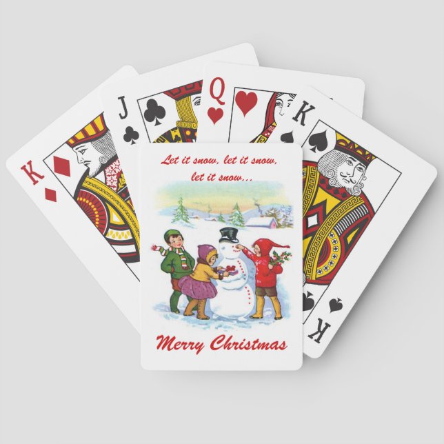 Let it snow-Snowman and Children/Christmas Playing Cards (Back)