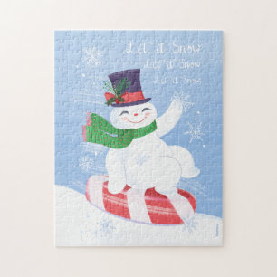 Let it Snow Snowman and Peppermint  Jigsaw Puzzle