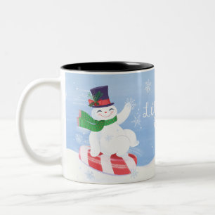 Let it Snow Snowman and Peppermint Two-Tone Coffee Mug