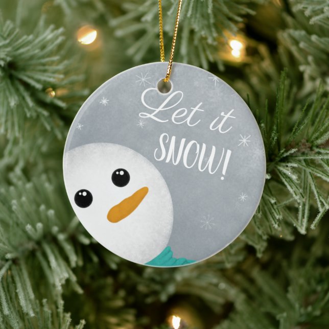 Let It Snow Snowman Ceramic Ornament (Tree)