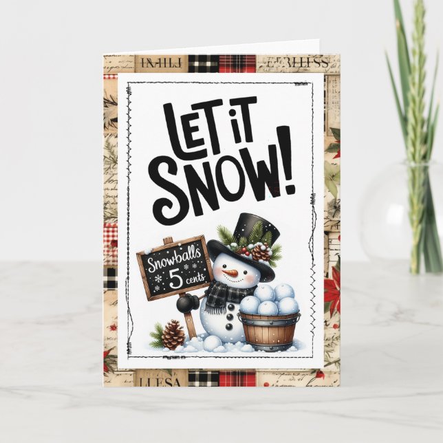 Let It Snow Snowman Christmas Card (Front)